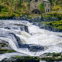 Buy canvas prints of Cenarth Waterfall and Flour Mill by Terry Brooks