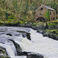 Buy canvas prints of Cenarth Waterfall and Flour Mill by Terry Brooks