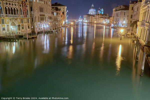 Grand Canal Venice Italy at Night Picture Board by Terry Brooks