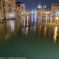 Buy canvas prints of Grand Canal Venice Italy at Night by Terry Brooks