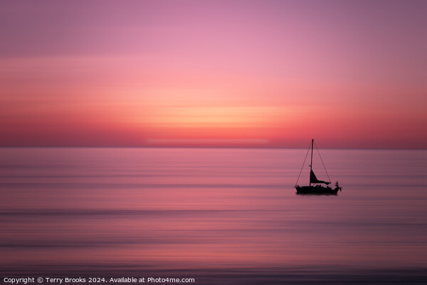 Sailboat in a Pink Sunset Abstract Motion Tenerife Picture Board by Terry Brooks