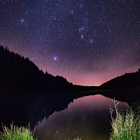 Buy canvas prints of Llyn Brianne and Orion Celestial Reflections by Terry Brooks