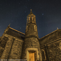 Buy canvas prints of St David's Church, Ystalyfera with a Starry Sky Above by Terry Brooks