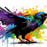Buy canvas prints of AI Colour Splash Crow by Craig Doogan Digital Art