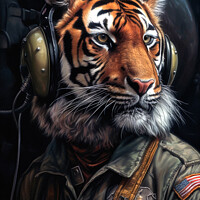 Buy canvas prints of Fighter Pilot Tiger  by Craig Doogan Digital Art