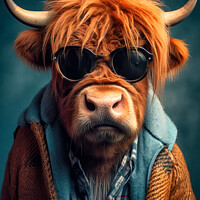 Buy canvas prints of Hipster Highland Cow 2 by Craig Doogan Digital Art