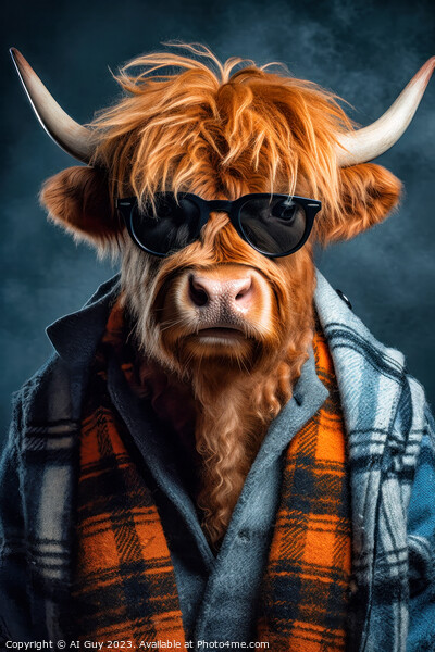 Hipster Highland Cow 3 Picture Board by Craig Doogan Digital Art