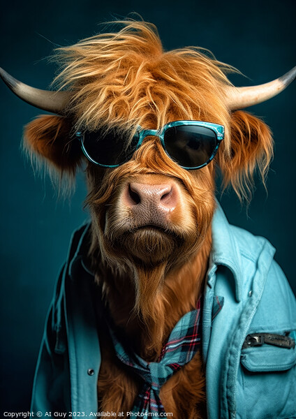 Hipster Highland Cow 4 Picture Board by Craig Doogan Digital Art