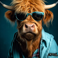 Buy canvas prints of Hipster Highland Cow 4 by Craig Doogan Digital Art