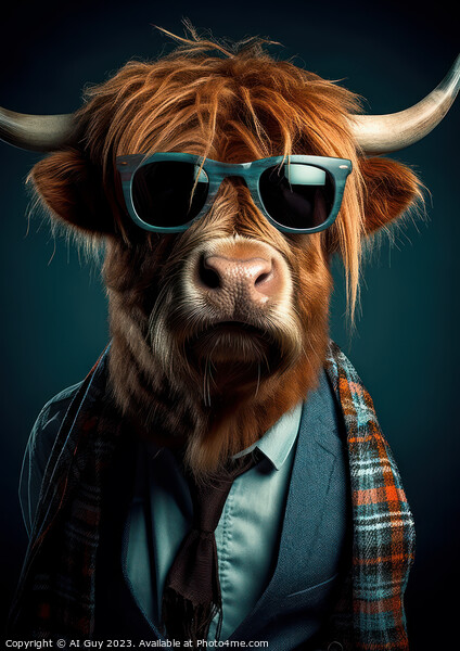 Hipster Highland Cow 5 Picture Board by Craig Doogan Digital Art