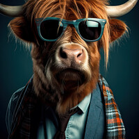 Buy canvas prints of Hipster Highland Cow 5 by Craig Doogan Digital Art