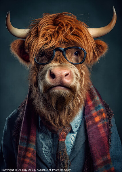 Hipster Highland Cow 1 Picture Board by Craig Doogan Digital Art