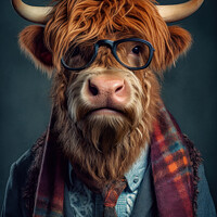 Buy canvas prints of Hipster Highland Cow 1 by Craig Doogan Digital Art