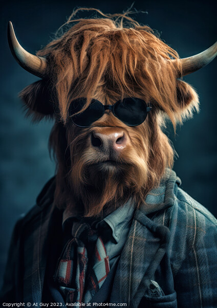 Hipster Highland Cow 6 Picture Board by Craig Doogan Digital Art