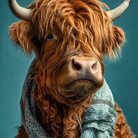 Buy canvas prints of Hipster Highland Cow 7 by Craig Doogan Digital Art
