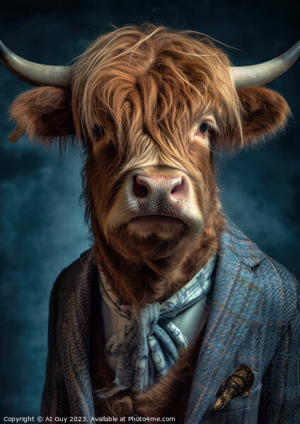 Hipster Highland Cow 8 Picture Board by Craig Doogan Digital Art