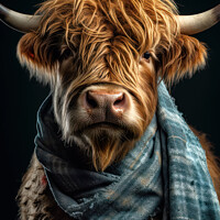 Buy canvas prints of Hipster Highland Cow 9 by Craig Doogan Digital Art