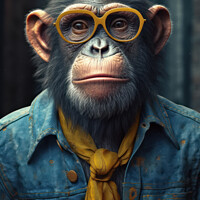 Buy canvas prints of Hipster Chimpanzee by Craig Doogan Digital Art