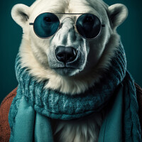 Buy canvas prints of Hipster Polar Bear by Craig Doogan Digital Art