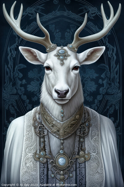 White Deer Stag Picture Board by Craig Doogan Digital Art