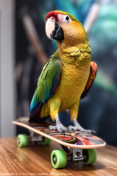 Skateboarding Parrot  Picture Board by Craig Doogan Digital Art