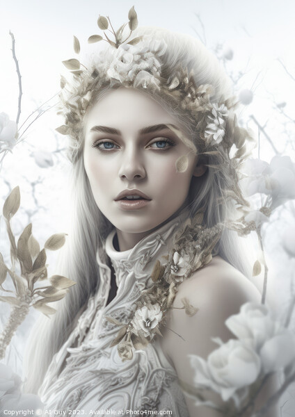 White Toned Fantasy Portrait Picture Board by Craig Doogan Digital Art