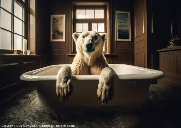 Polar Bear Bath Picture Board by Craig Doogan Digital Art