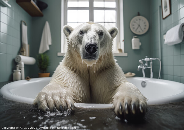 Polar Bear Bath Picture Board by Craig Doogan Digital Art