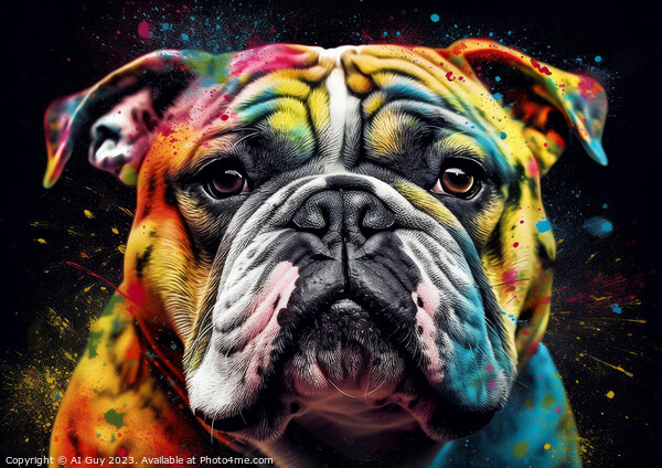 Bulldog Colur Splash Picture Board by Craig Doogan Digital Art