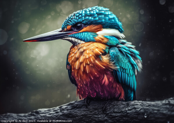 Kingfisher Digital Painting Picture Board by Craig Doogan Digital Art