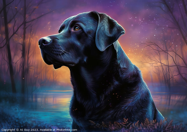Black Labrador Painting Picture Board by Craig Doogan Digital Art