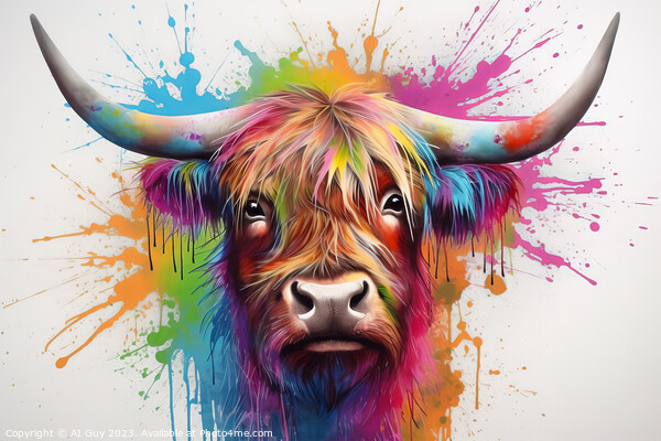 Highland Cow Colour Splash Picture Board by Craig Doogan Digital Art