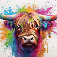 Buy canvas prints of Highland Cow Colour Splash by Craig Doogan Digital Art