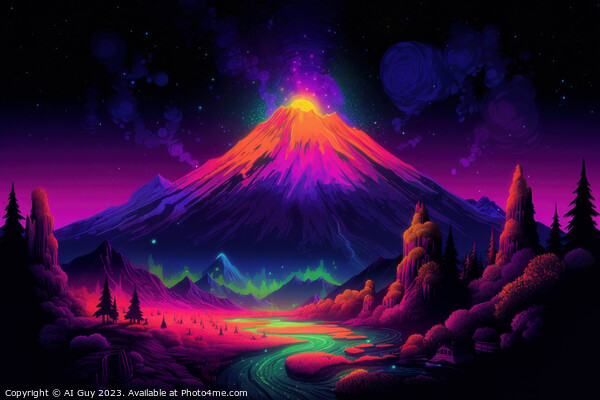 Volcano Fantasy Landscape Picture Board by Craig Doogan Digital Art