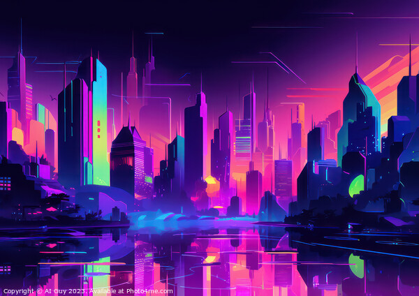 Neon Cityscape Picture Board by Craig Doogan Digital Art