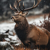 Buy canvas prints of Deer Stag in the Snow by Craig Doogan Digital Art
