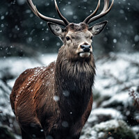 Buy canvas prints of Snowy Deer Stag by Craig Doogan Digital Art