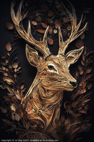 Deer Paper Art Picture Board by Craig Doogan Digital Art