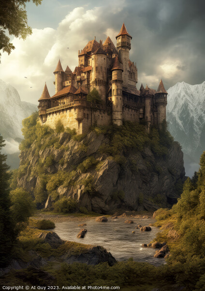 Fantasy Castle Painting Picture Board by Craig Doogan Digital Art