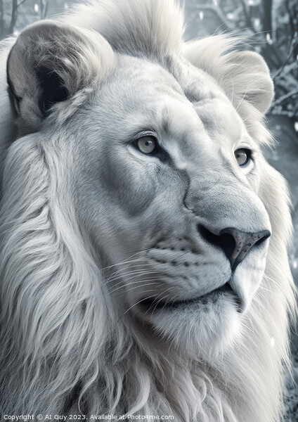 White Lion Portrait Picture Board by Craig Doogan Digital Art