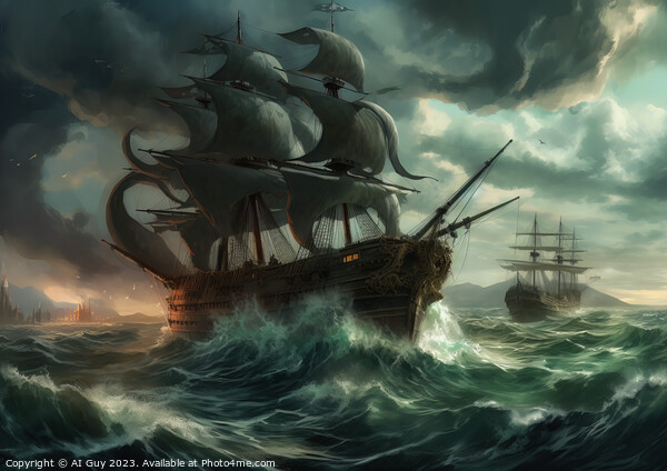 Ship on Stormy Sea Picture Board by Craig Doogan Digital Art