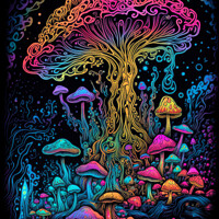 Buy canvas prints of Trippy Mushrooms by Craig Doogan Digital Art