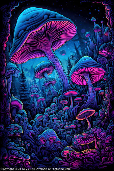 Neon Mushrooms Picture Board by Craig Doogan Digital Art