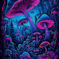 Buy canvas prints of Neon Mushrooms by Craig Doogan Digital Art