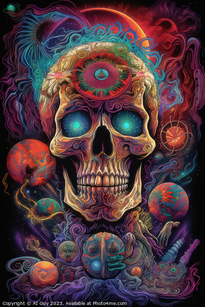 Skull Psychedelia Picture Board by Craig Doogan Digital Art