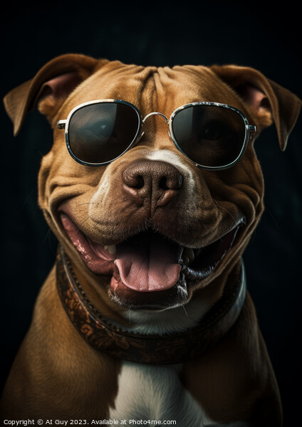 Happy Pitbull  Picture Board by Craig Doogan Digital Art
