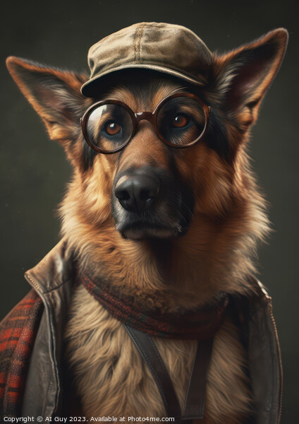 Hipster German Shepherd Picture Board by Craig Doogan Digital Art