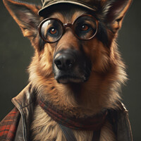 Buy canvas prints of Hipster German Shepherd by Craig Doogan Digital Art