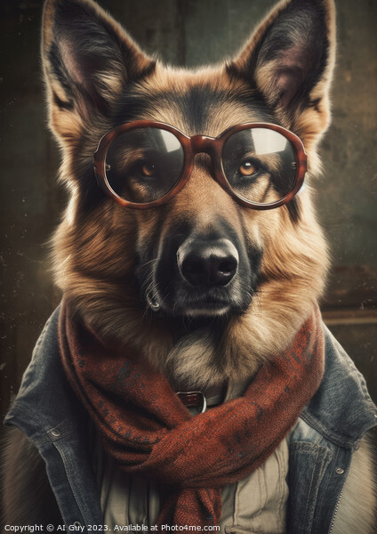 Hipster German Shepherd Picture Board by Craig Doogan Digital Art