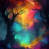 Buy canvas prints of Rainbow Woodland Art by Craig Doogan Digital Art